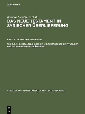 cover image of 1./2. Thessalonicherbrief, 1./2. Timotheusbrief, Titusbrief, Philemonbrief und Hebräerbrief